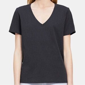 Theory Black Vneck Shirt Short Sleeve Top Classic Basic Tshirt Women Minimalist